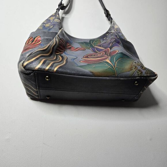 Anna Anushka Painted Hobo Bag Butterfly Roses Whimsical - Picture 7 of 14